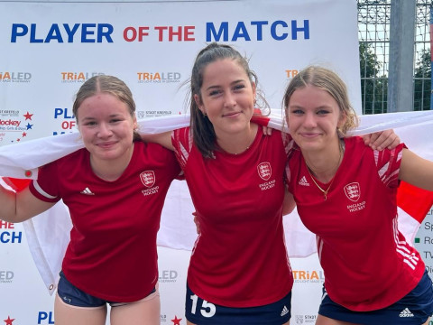Anna, Liv and Issy at the 2023 EuroHockey in Germany